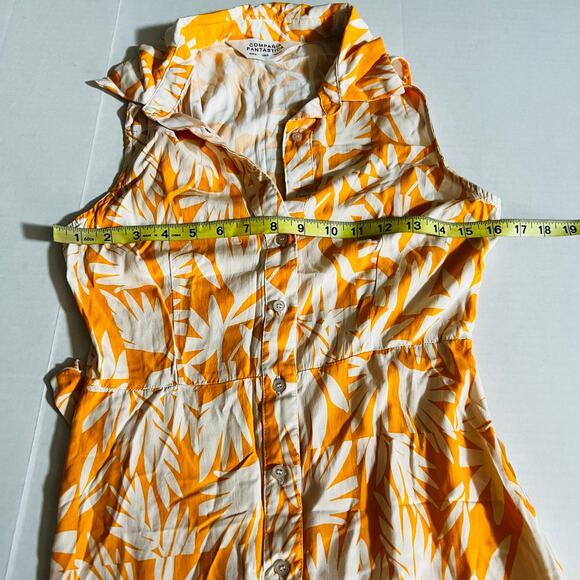 Campania Fantastica Palm Spring Button Up Sleeveless Dress Size S Small Yellow - Picture 6 of 8